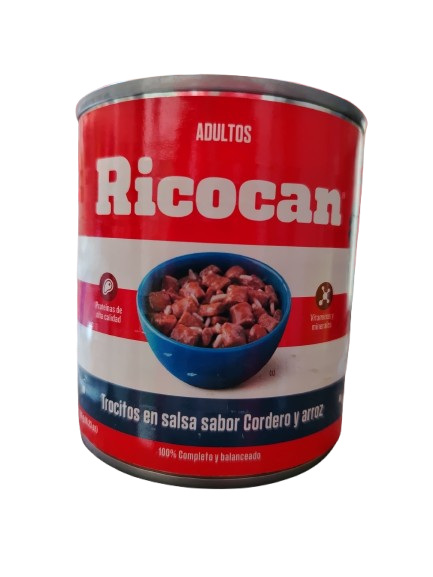 RICOCAN PATE ADULTOS TROCITOS EN SALSA SB CORDERO Y ARROZ