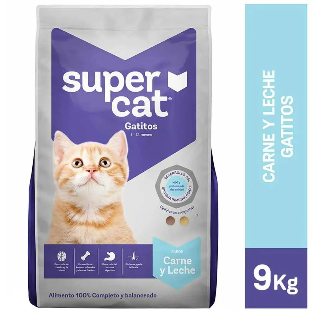 SUPERCAT SB CARNE LECHE GATITO 9KG