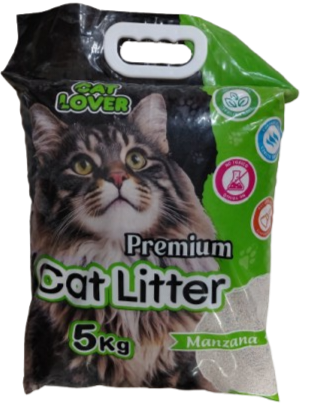 ARENA CAT LOVER 5KG APERLADO C/AROMA MANZANA